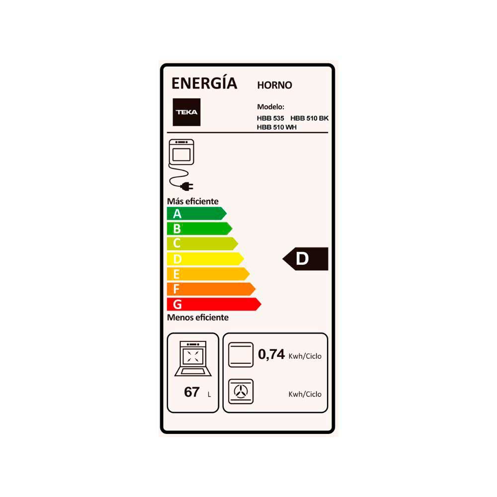 Horno Empotrable Eléctrico Teka HBB 510 WH 67 lts.