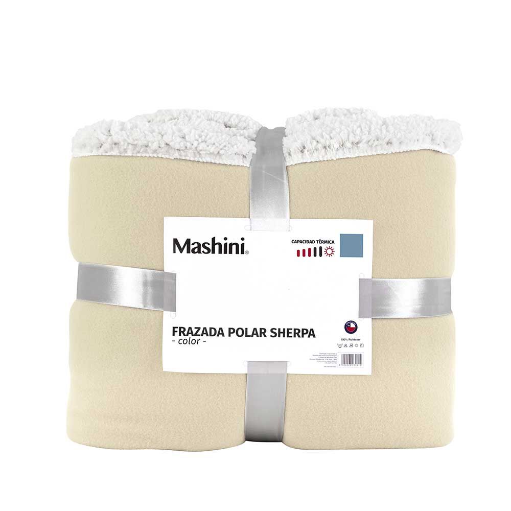 Frazada Polar Sherpa Mashini 2 Plazas Liso Beige