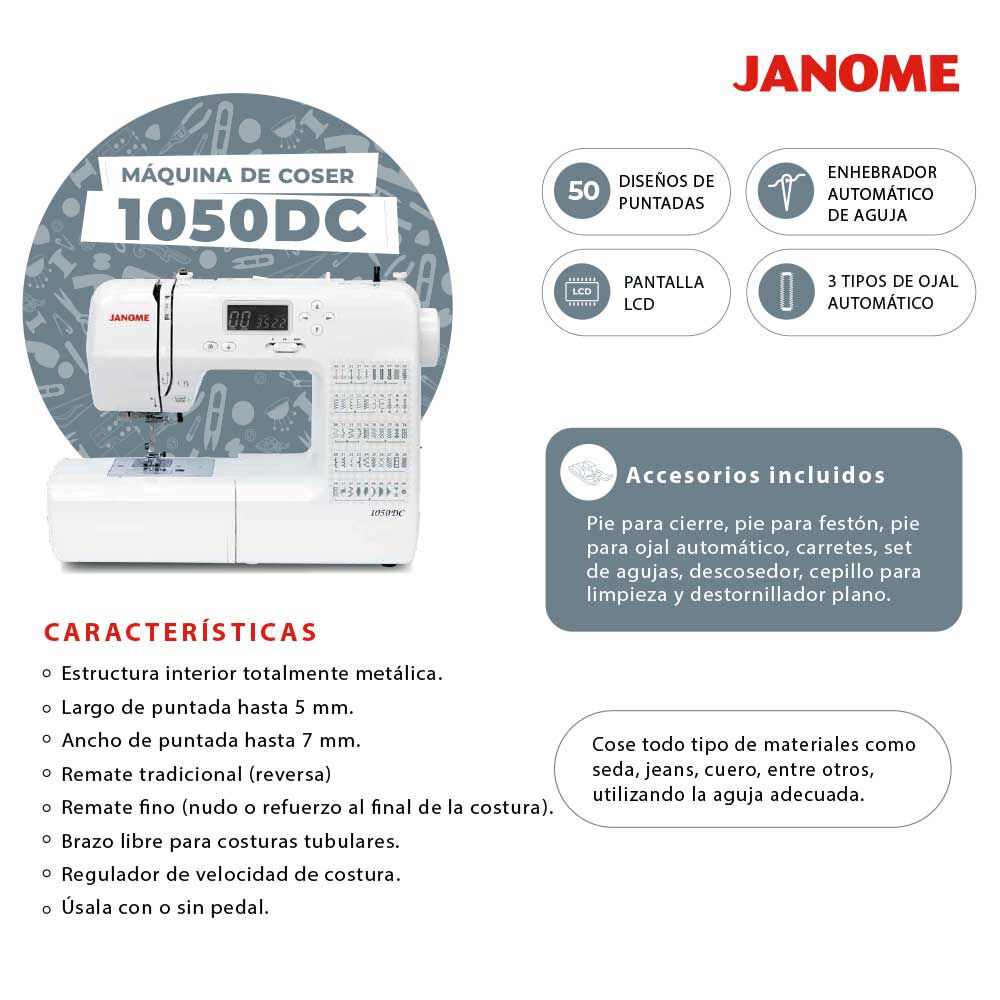 Combo Máquina de Coser Janome 1050DC + Overlock 8002D