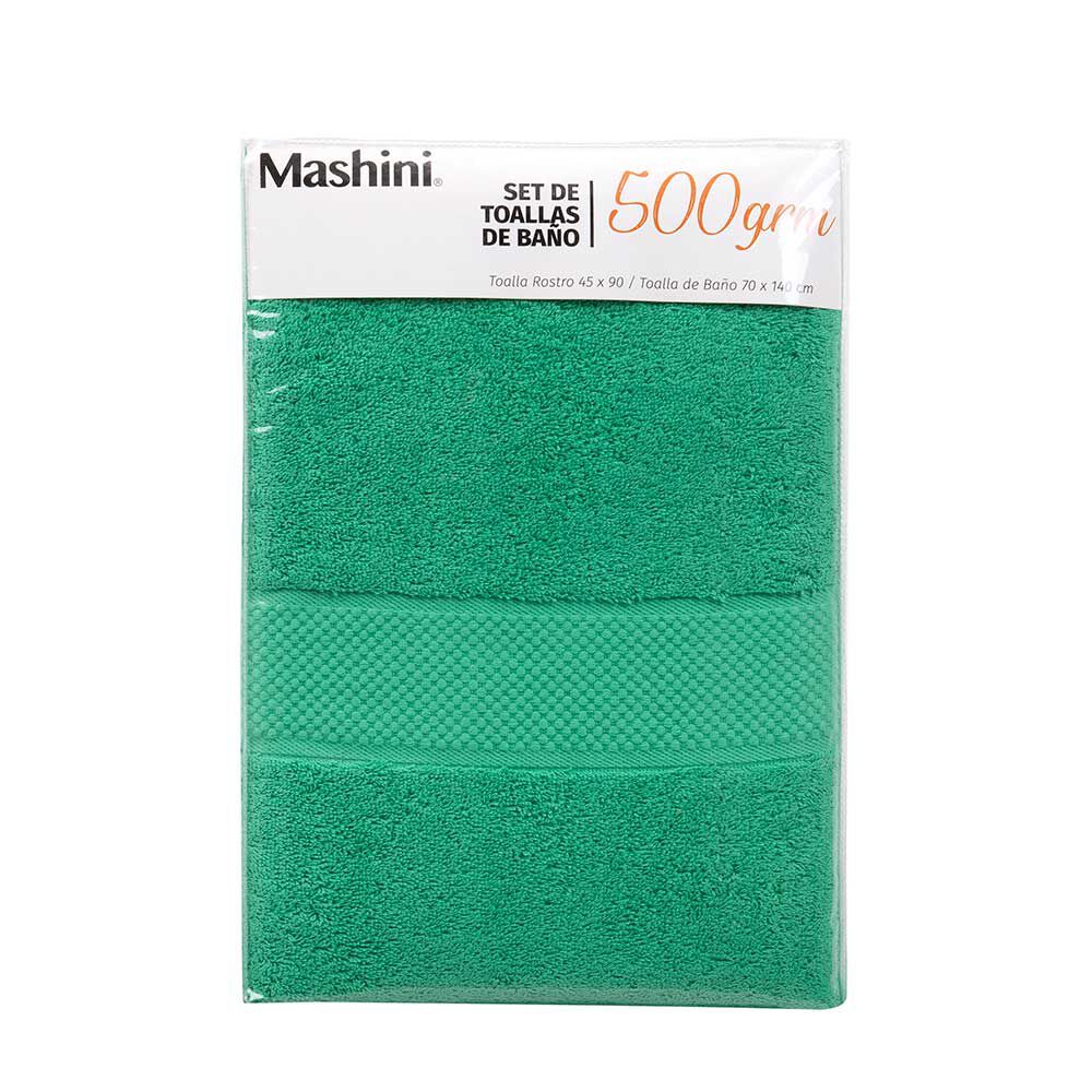 Set 2 Toallas de Baño Mashini Liso 70 x 140 cm Verde