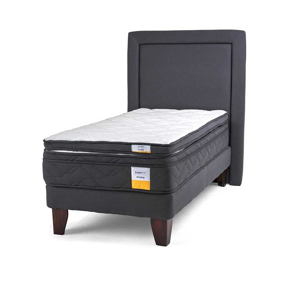 Cama Europea Drimkip 1 Plaza Eurotop + Topper + Respaldo