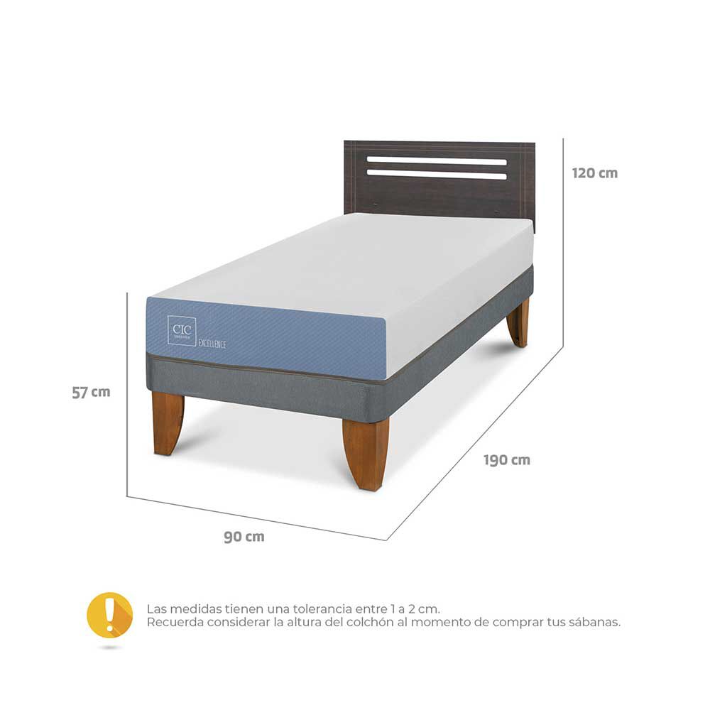 Cama Europea CIC 1 Plaza Excellence + Respaldo Munich