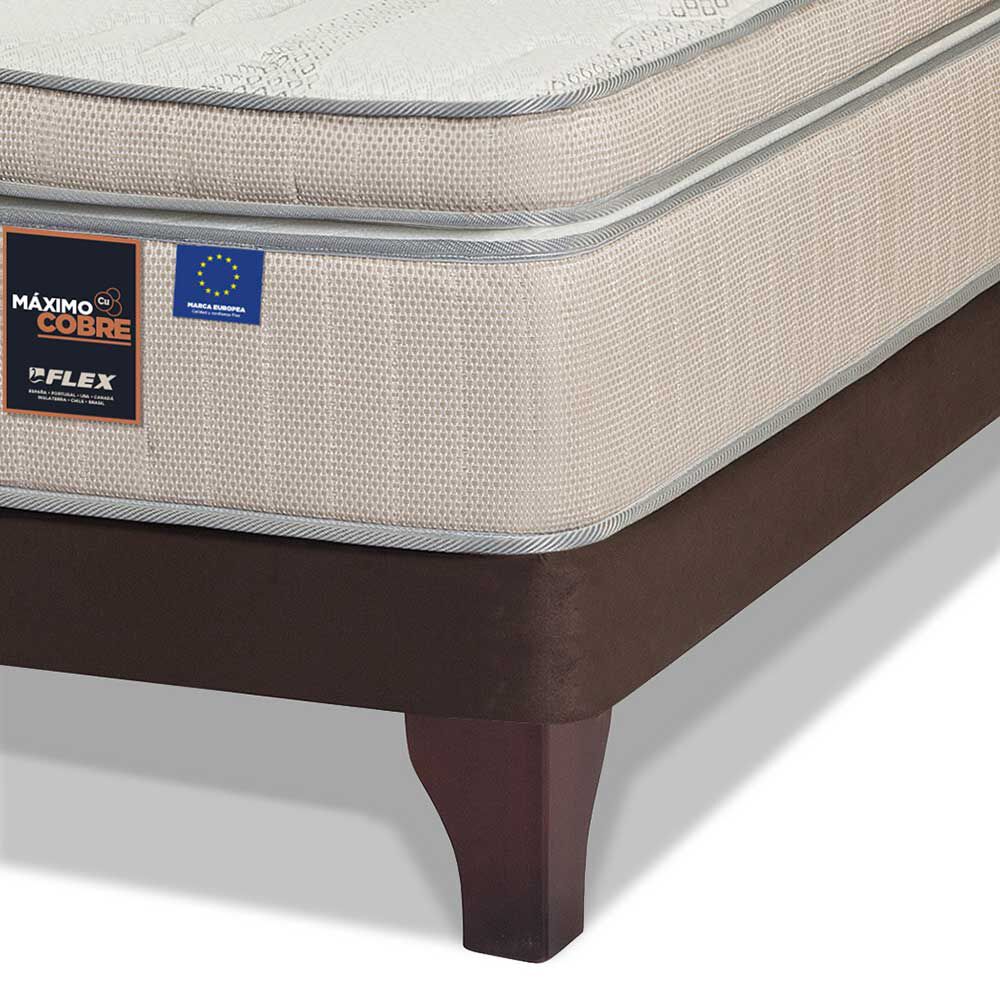 Cama Europea Flex Base Dividida 2 Plazas Máximo Cobre + Respaldo Lorraine