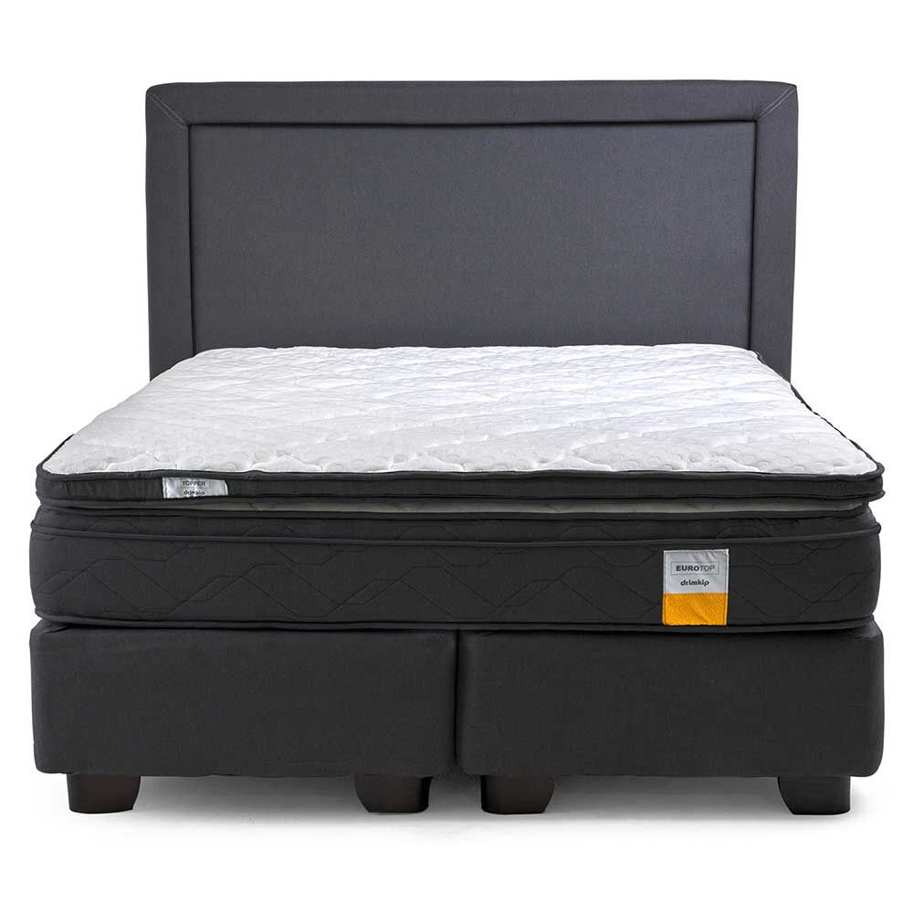 Cama Americana Drimkip Base Dividida 2 Plazas Plus Eurotop + Respaldo + Topper