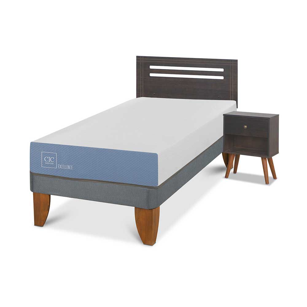 Cama Europea CIC 1 Plaza Excellence + Respaldo + Velador Munich