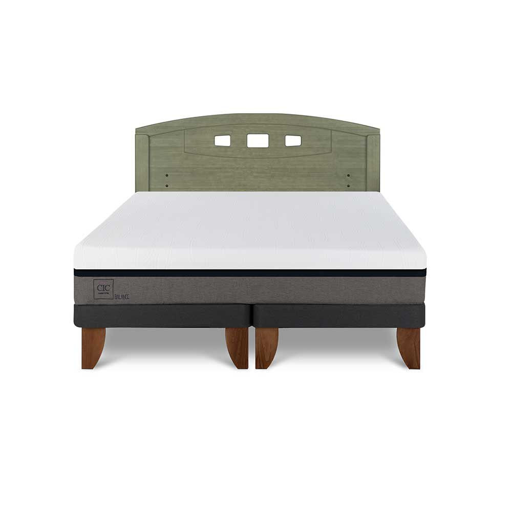 Cama Europea CIC Base Dividida 2 Plazas Balance + Respaldo Gales Olivo