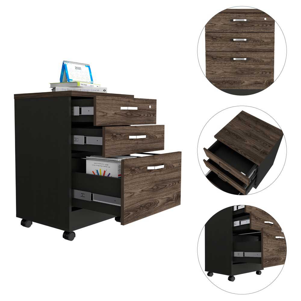Mueble Archivador TuHome Home Office Negro Soft Coñac