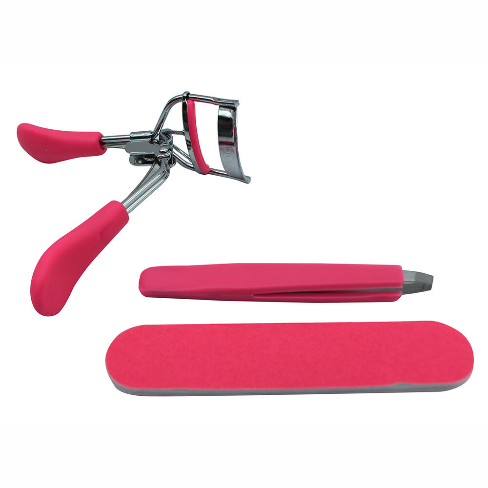 Set de Belleza con Encrespador, Pinza y Lima Fucsia