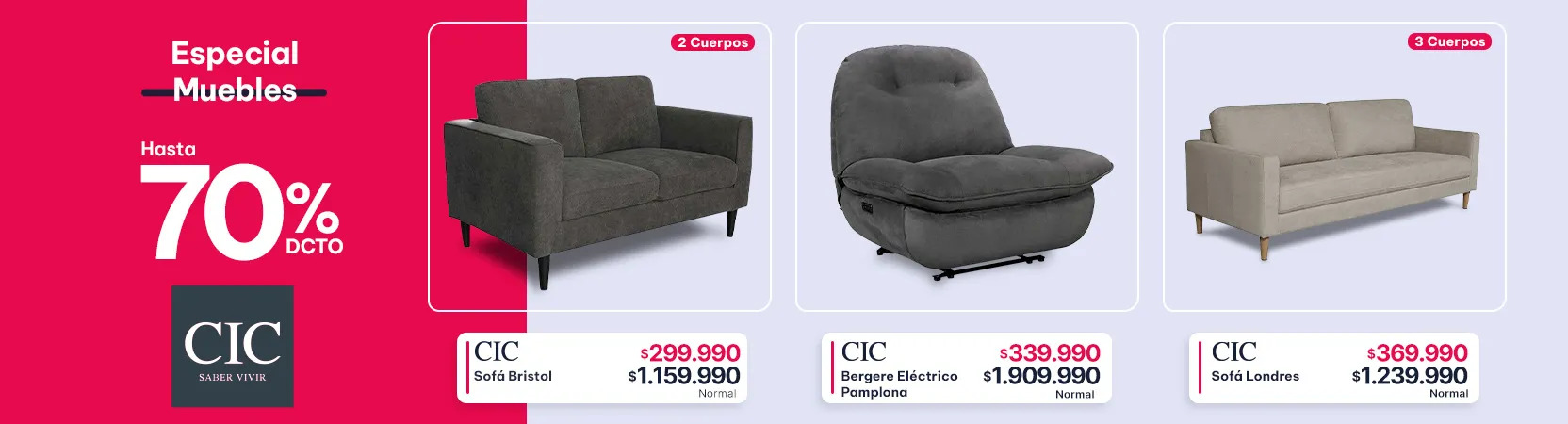 Especial Muebles CIC Hasta 70% descuento